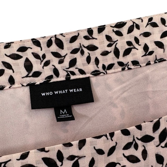 Who What Wear Women Puff Sleeve Tiered Printed Dress Sz Medium Pink Black Lined - Picture 6 of 6